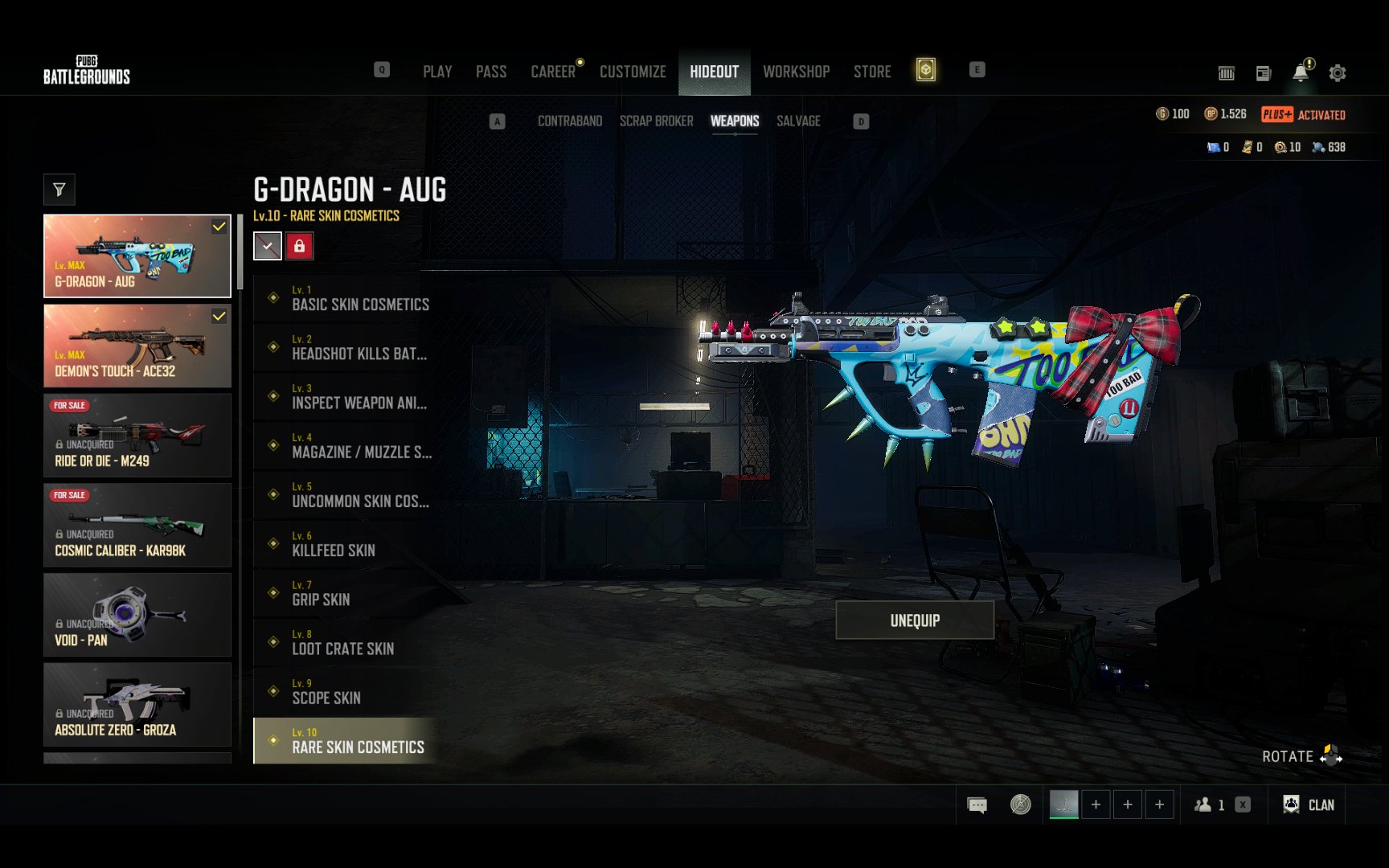 aug g dragon 10lvl ace32 demon touch 10lvl, Yes BATTLEGROUNDS Plus