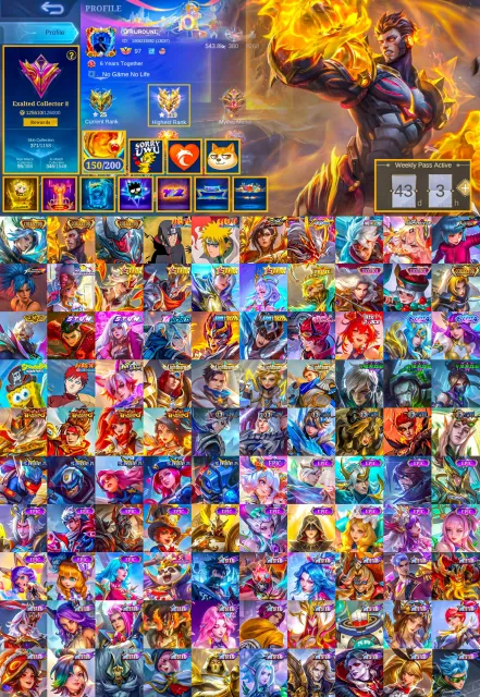 Itachi, Minato, Soul Bene, Aspirant, MetroZero, Collector, Navi TP, 150 cores, Global 🔥, Sale, Rank: Mythical Immortal, Level: 127, Win rate: 50%, Heroes: 133, Skins: 371