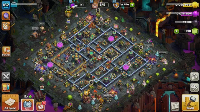 🌺🟥 Фулл ТХ 14 🌺🟥162 LVL🌺🟥ГЕРОИ 70/71/50/50/25 🌺🟥1.5к гем 10 скинов 7 снаряги 300 лвк 🌺🟥СКРИНЫ 🌺🟥, 14 TH Родной Деревни, 9 TH Строителя