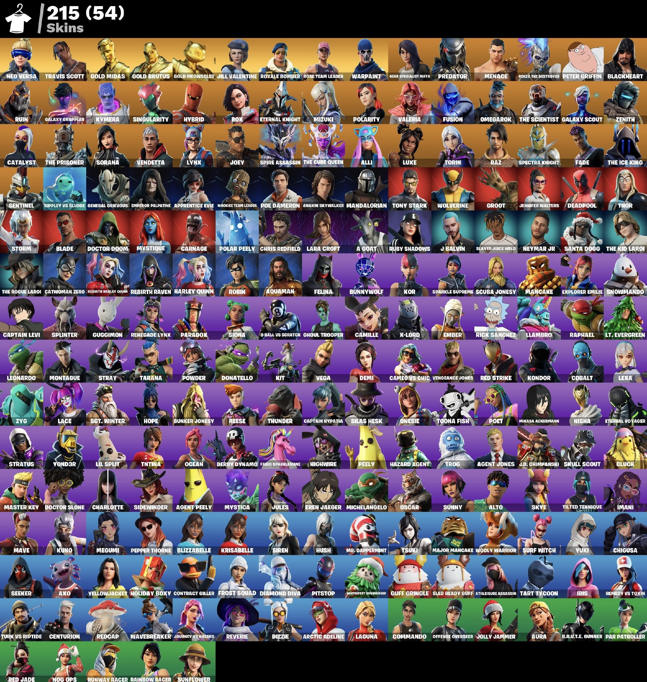 💎 215 skins | 🌟 Fortnite account