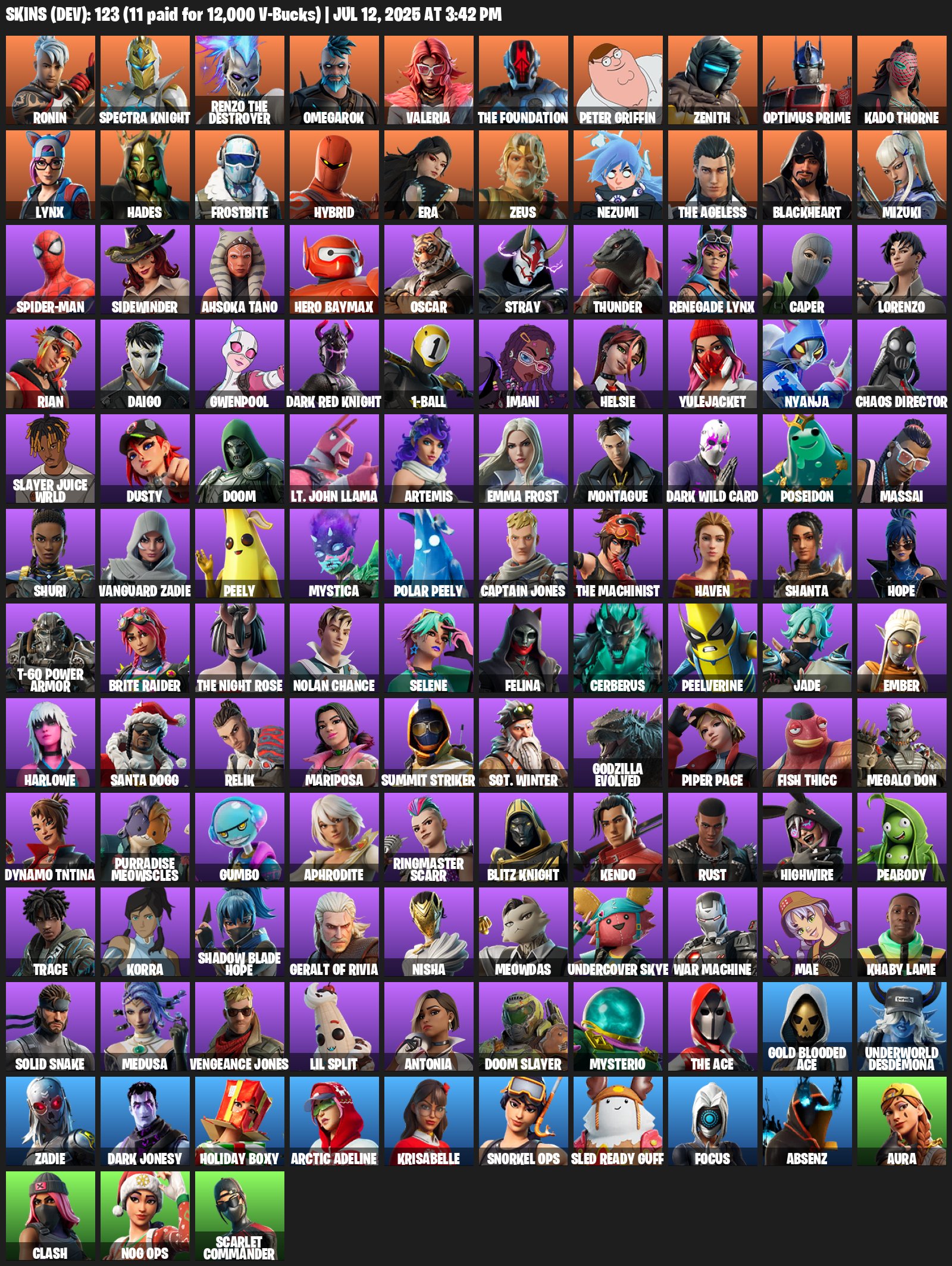 💎 123 skins | 🌟 Fortnite account