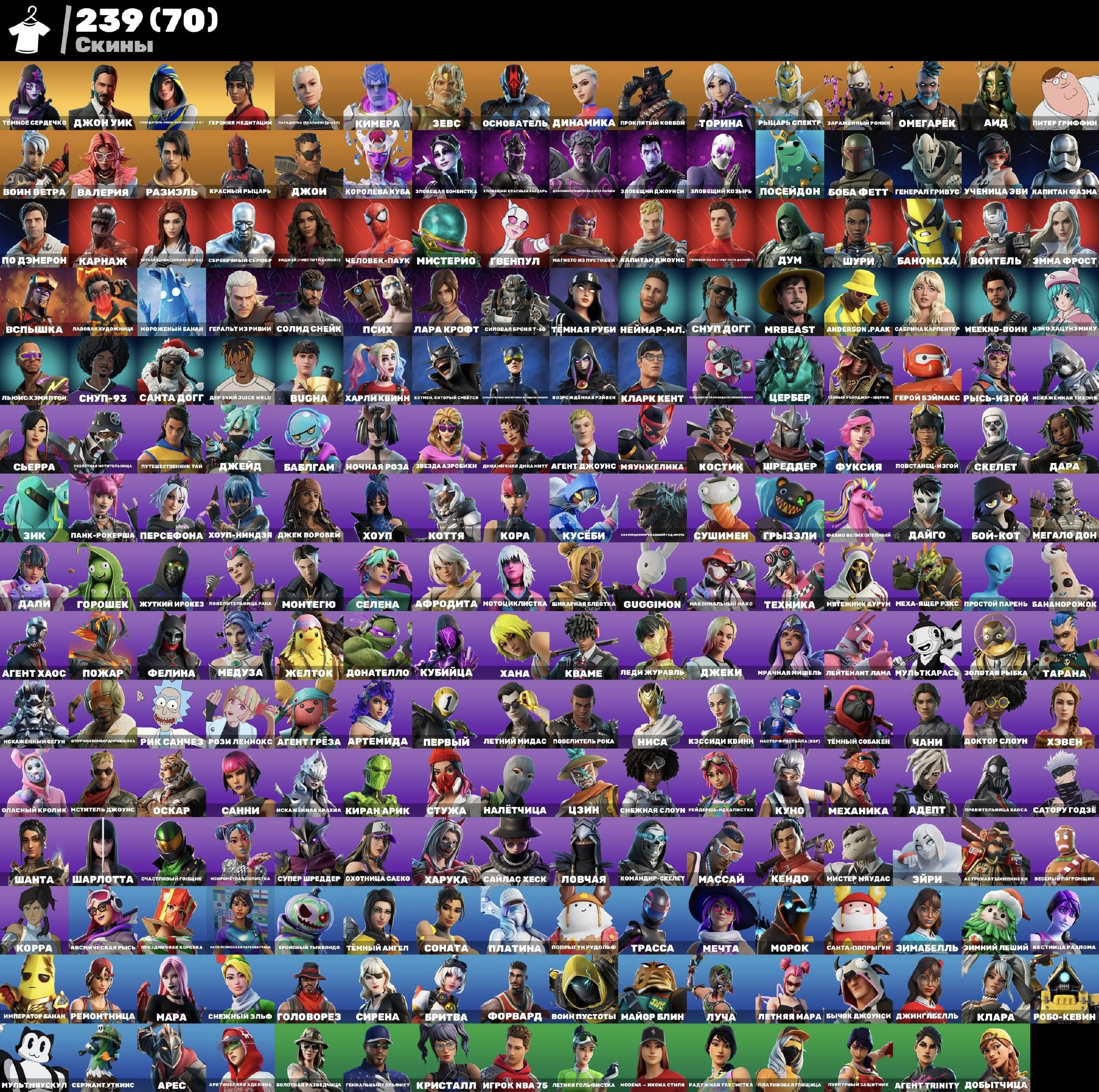 🎨 239 skins | 🌟 Fortnite account