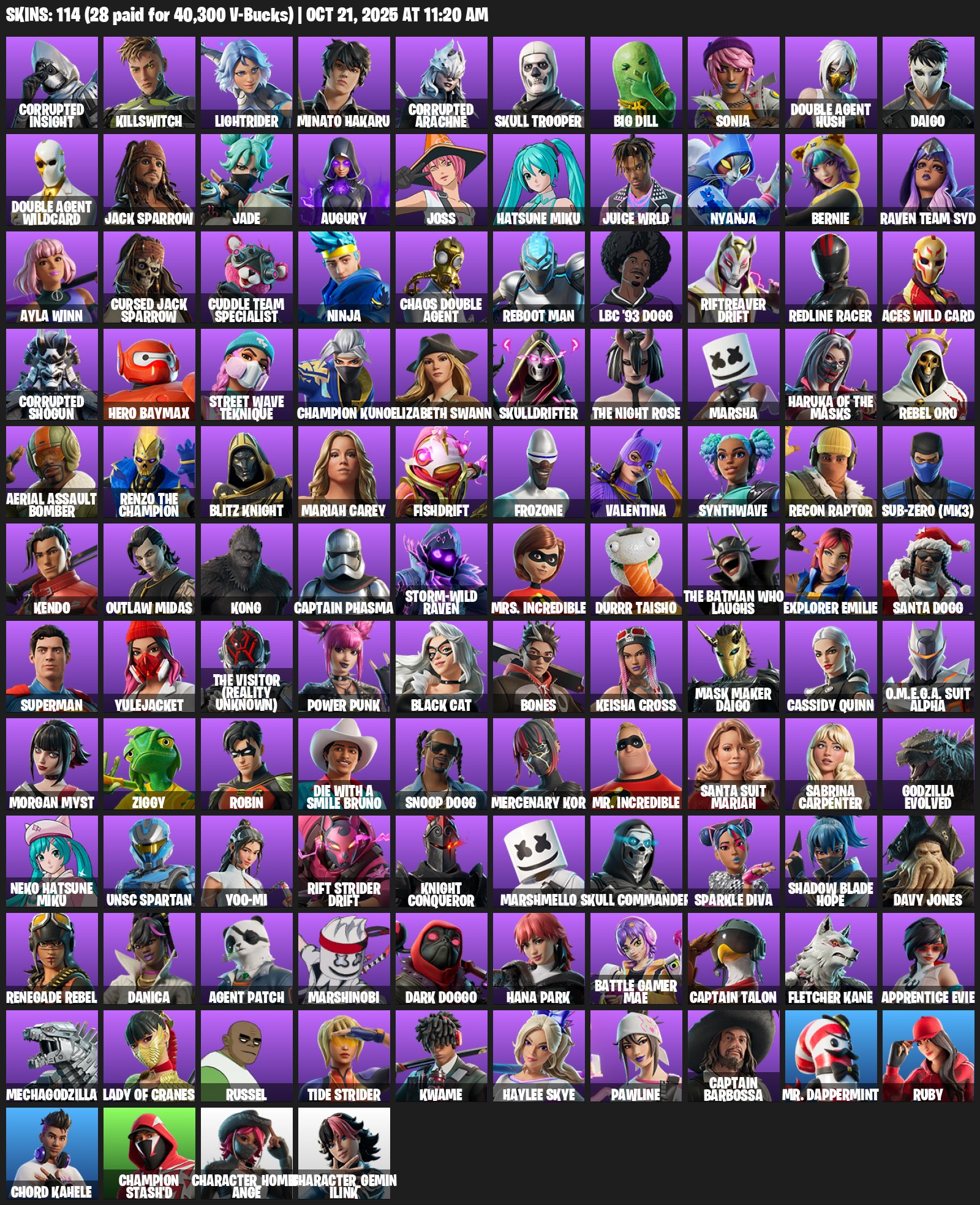🎨 114 skins | 🌟 Fortnite account