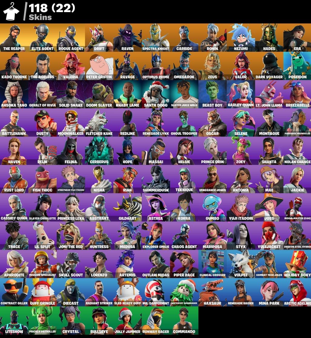 🎨 118 skins | 🌟 Fortnite account
