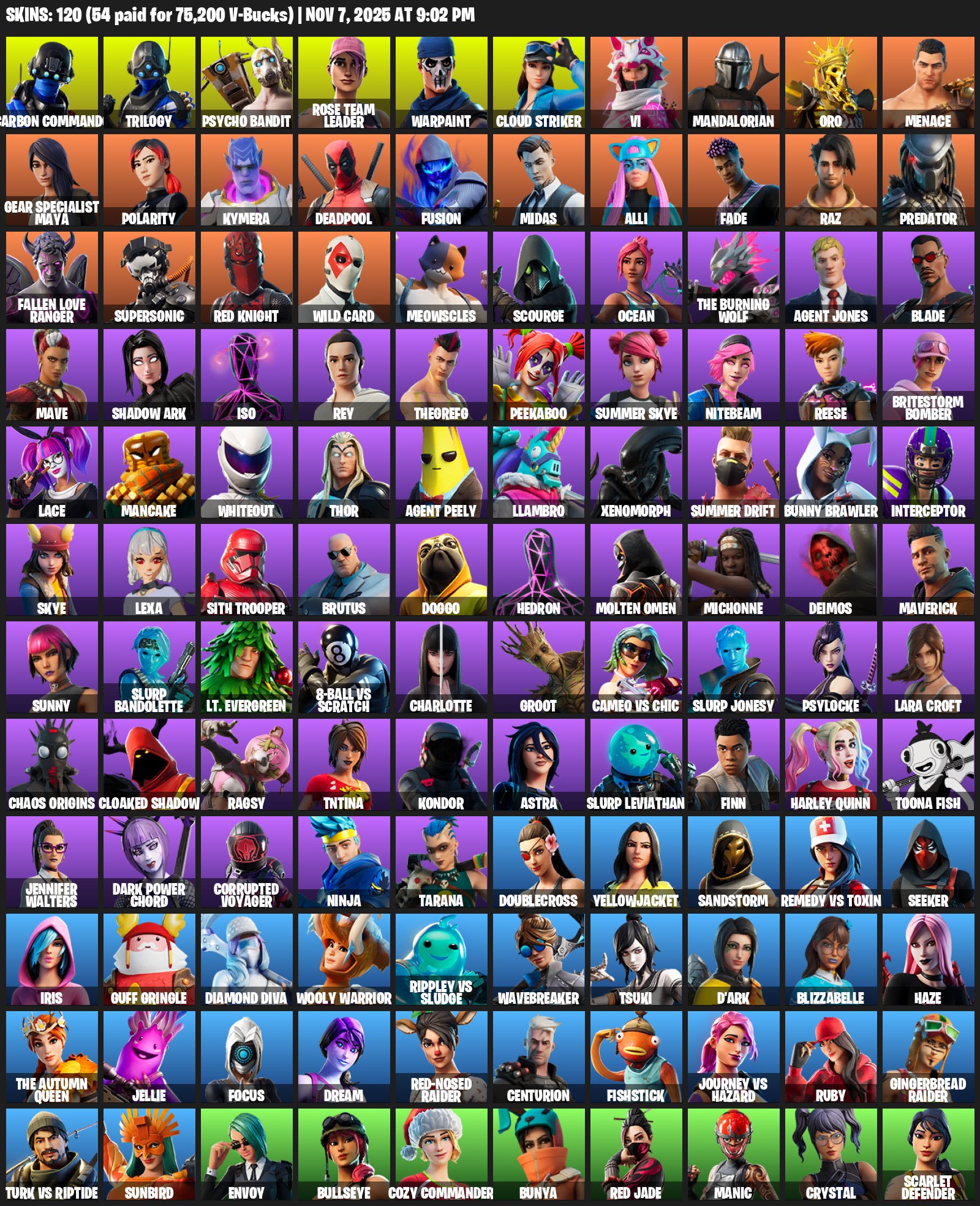 🎨 120 skins | 🌟 Fortnite account