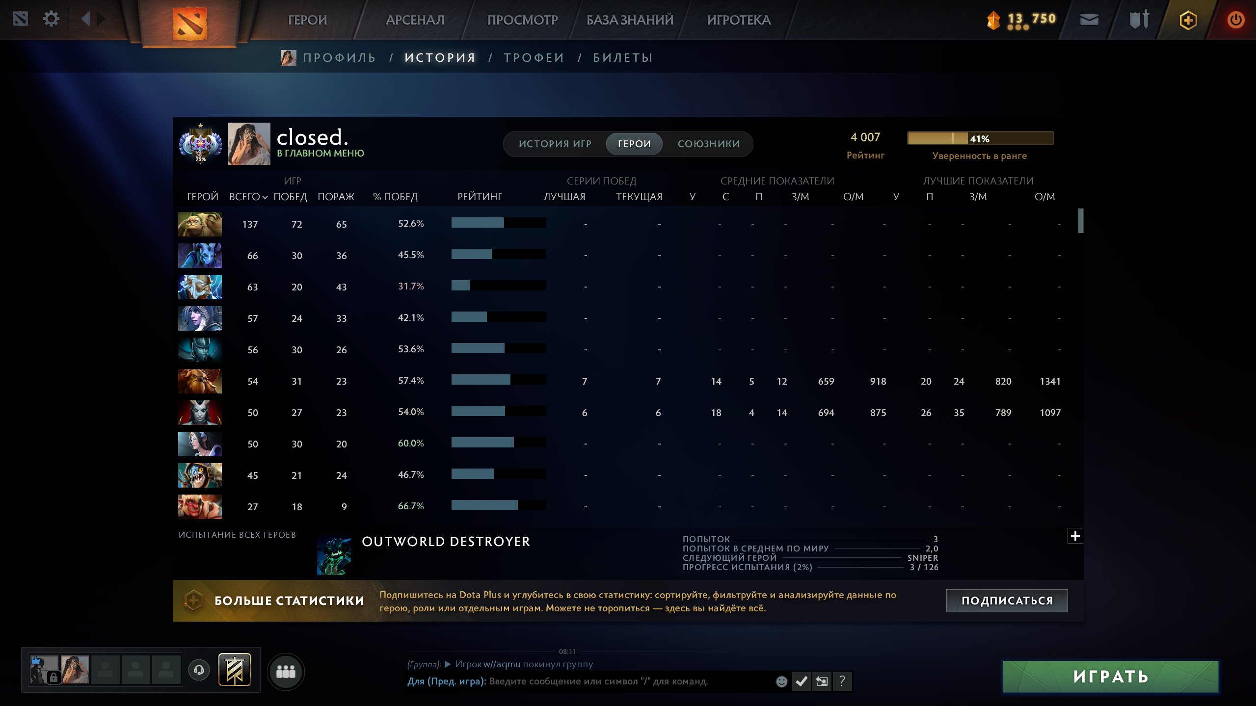 🏅 MMR 4000 | 🕒 1300 годин | 🛡 7600