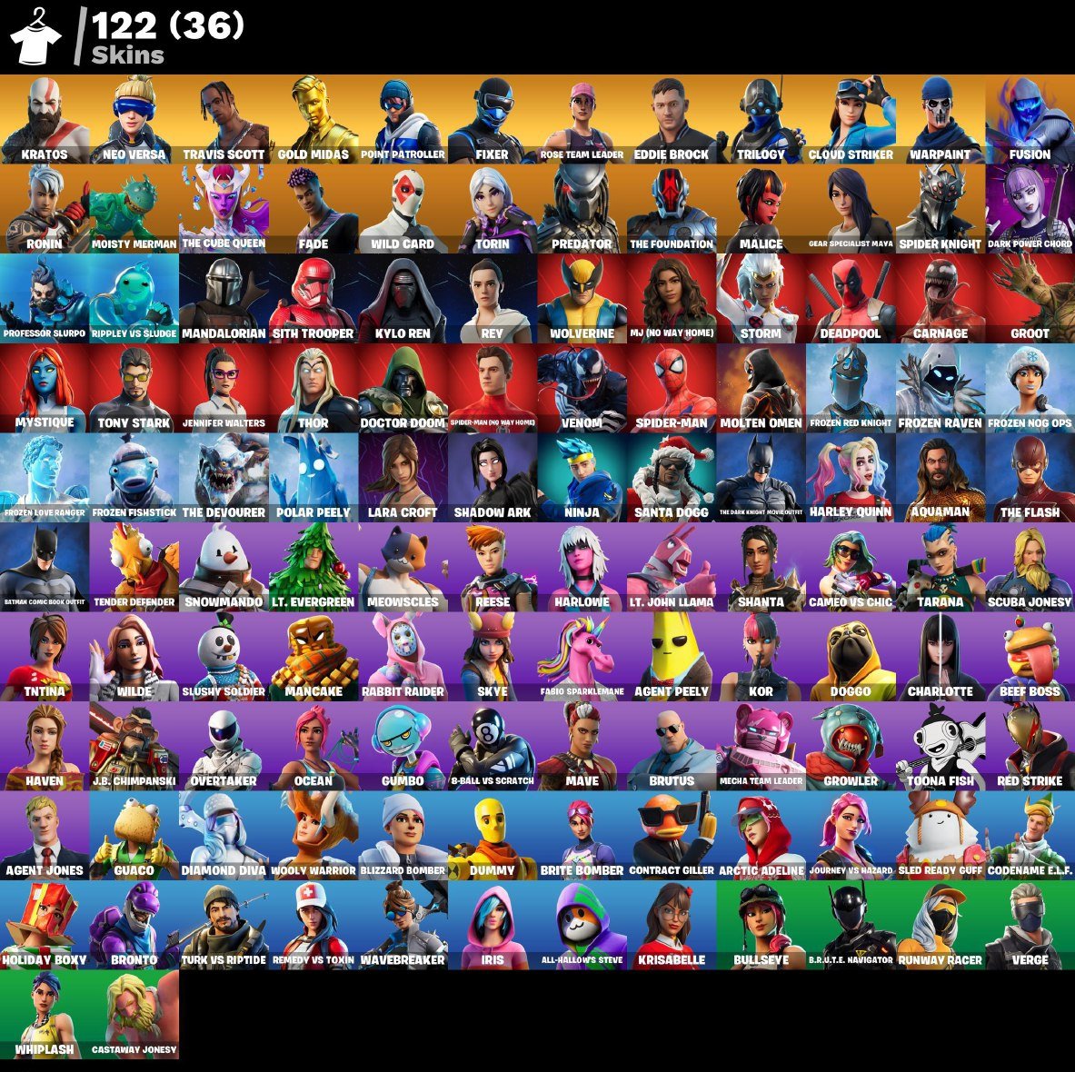 122 skins | OG STW | Kratos | Neo Versa | Travis Scott