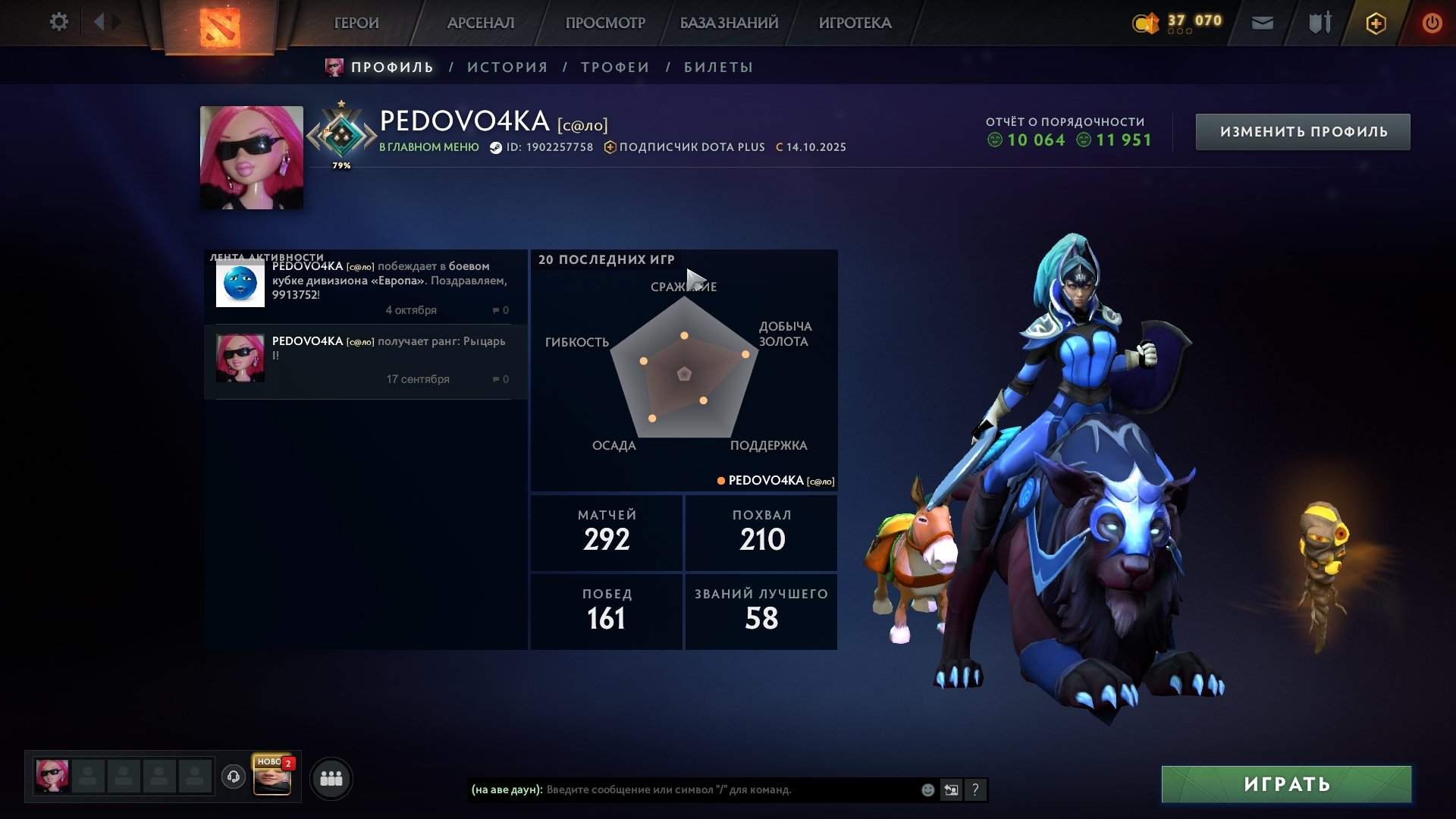 🏅 MMR 1698 | 🕒 243 годин | 🛡 11000