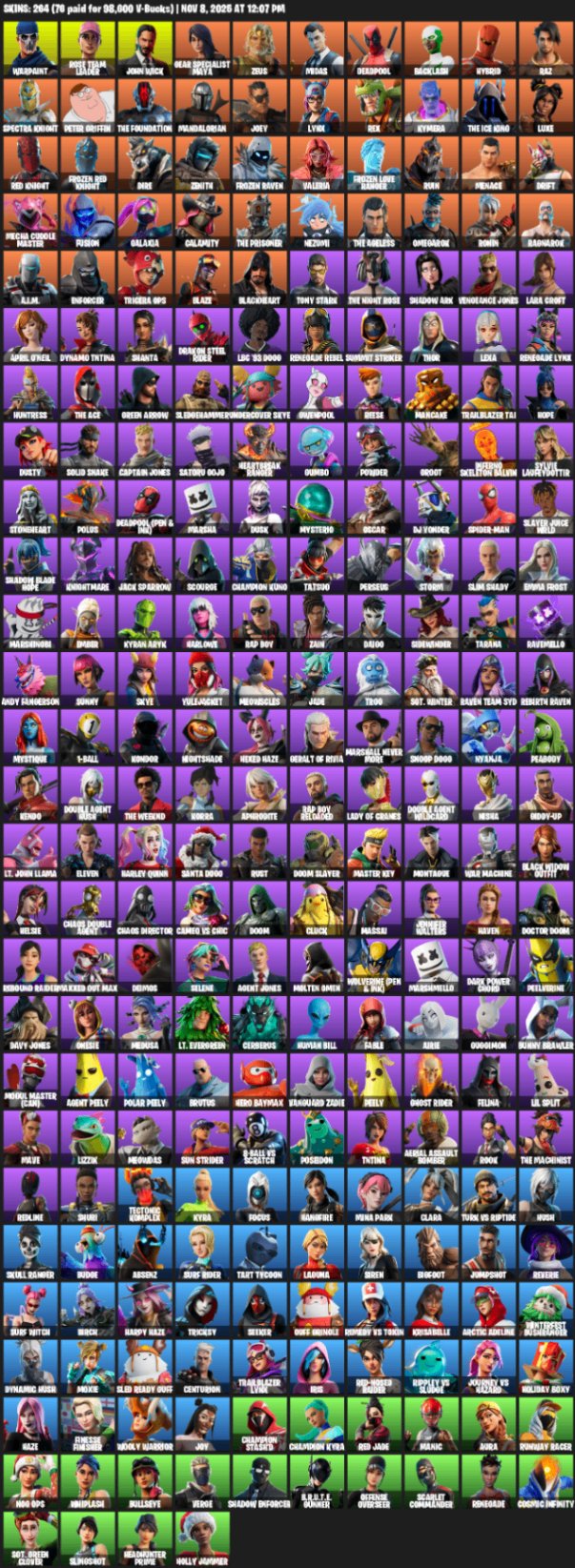 🎨 264 skins | 🌟 Fortnite account