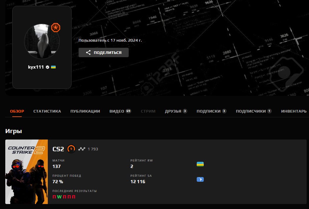 🏆 FACEIT 9 LVL | 🎯 1793 ELO | 🕒 137 матчей — Готов к соревновательной игре