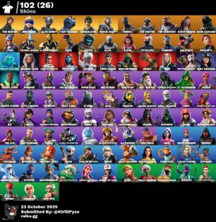 🎨 102 skins | 🌟 Fortnite account