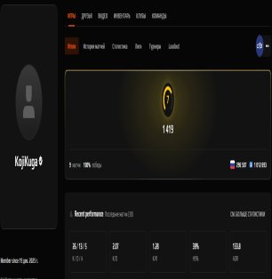 🔥 FACEIT 7 LVL | ✅ 1419 ELO | 🎯 9 матчей | 2 КД | 100% WR - Готов к турнирам!