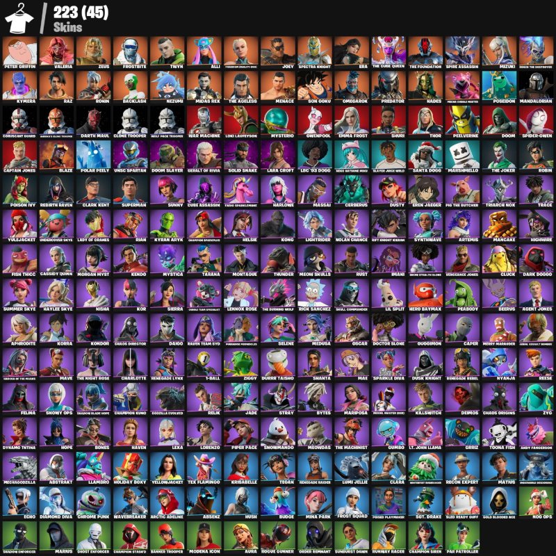 🎨 223 skins | 🌟 Fortnite account