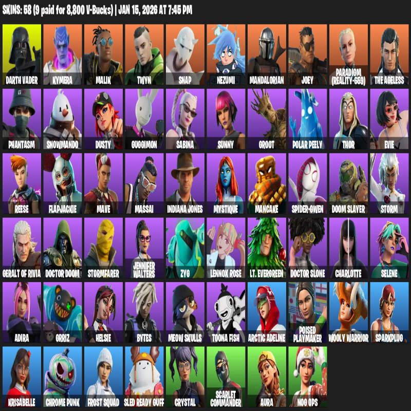 🎨 58 скінів | 🌟 Fortnite акаунт