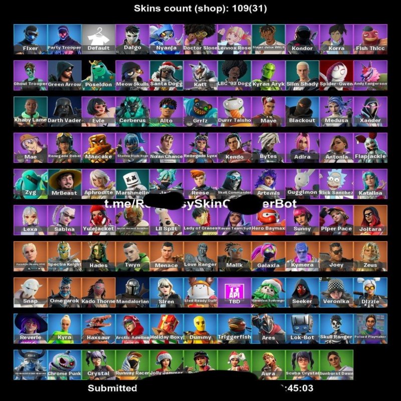🎨 109 скінів | 🌟 Fortnite акаунт