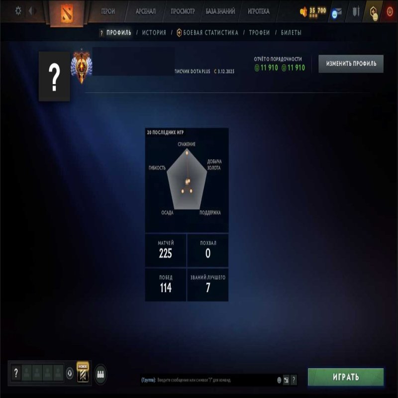 🏅 MMR 7373 | 🕒 180 годин | 🛡 12000