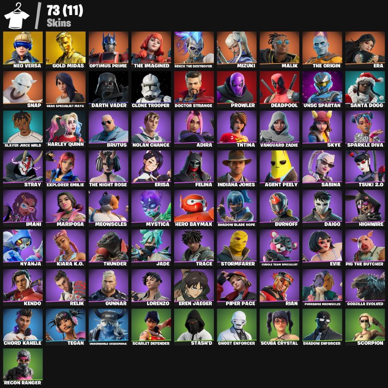 🎨 73 скінів | 🌟 Fortnite акаунт