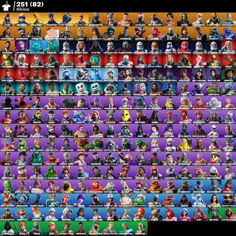 🎨 251 skins | 🌟 Fortnite account