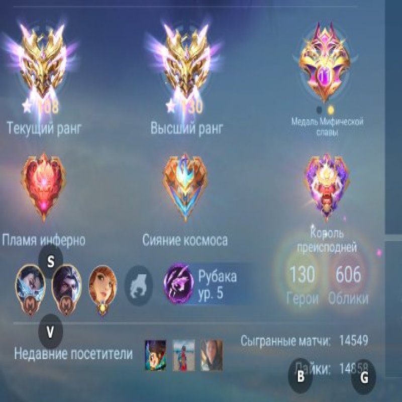 🎮 Mobile Legends акаунт | Епік | 130 героїв | 606 облич