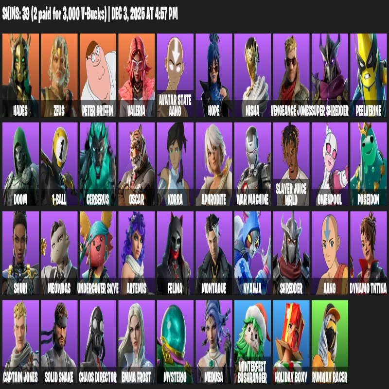 🎨 39 скінів | 🌟 Fortnite акаунт