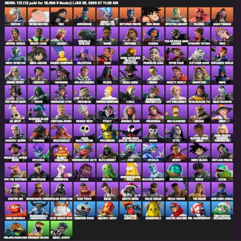 🎨 113 скінів | 🌟 Fortnite акаунт