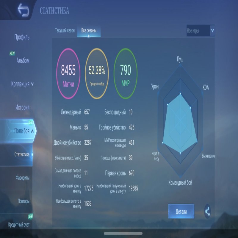 🎮 Mobile Legends акаунт | Міфічний | 129 героїв | 585 облич