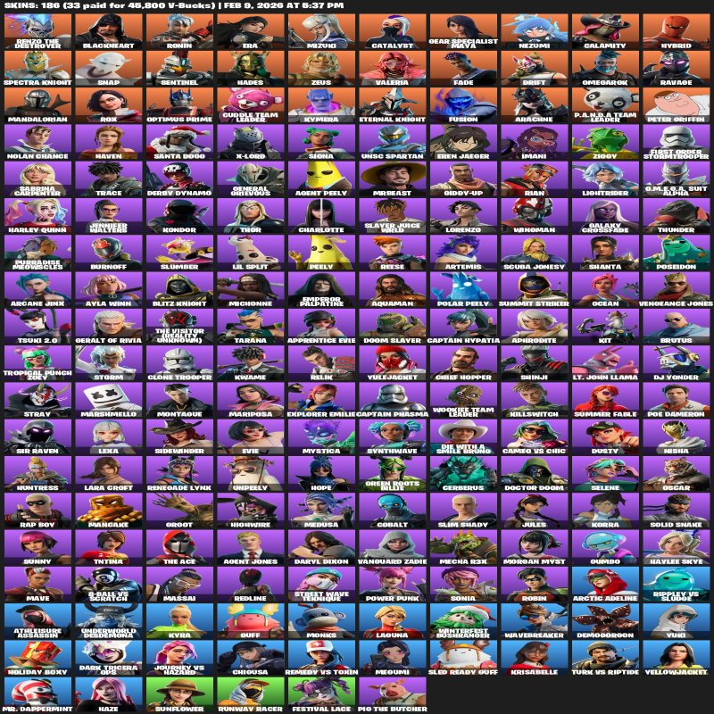 🎨 186 skins | 🌟 Fortnite account