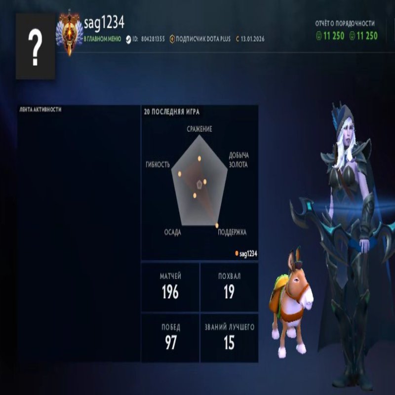 🏅 MMR 6951 | 🕒 241 годин | 🛡 11250