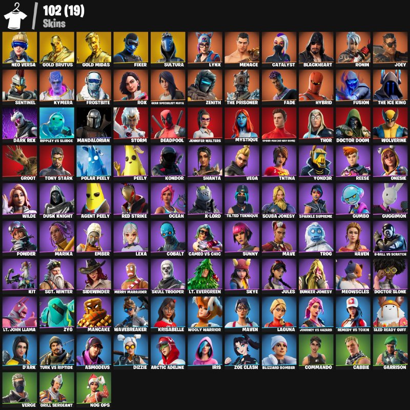 🎨 102 skins | 🌟 Fortnite account