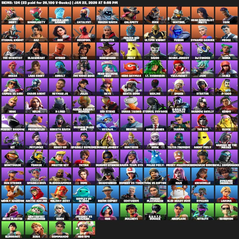 🎨 124 скінів | 🌟 Fortnite акаунт