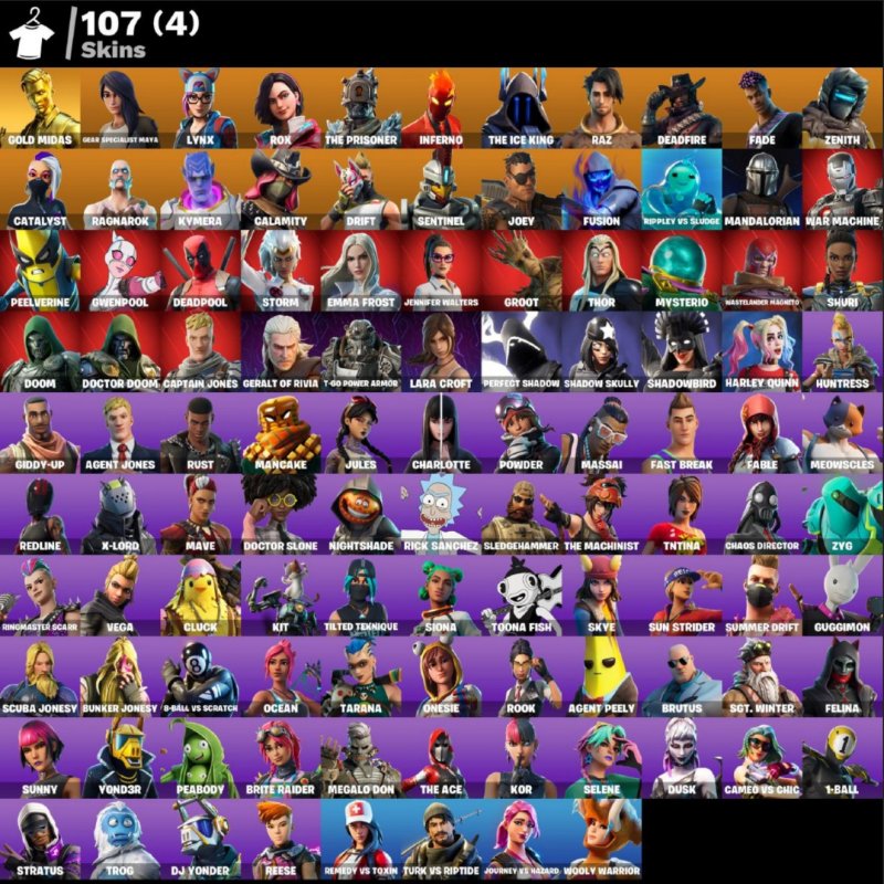 🎨 107 скінів | 🌟 Fortnite акаунт