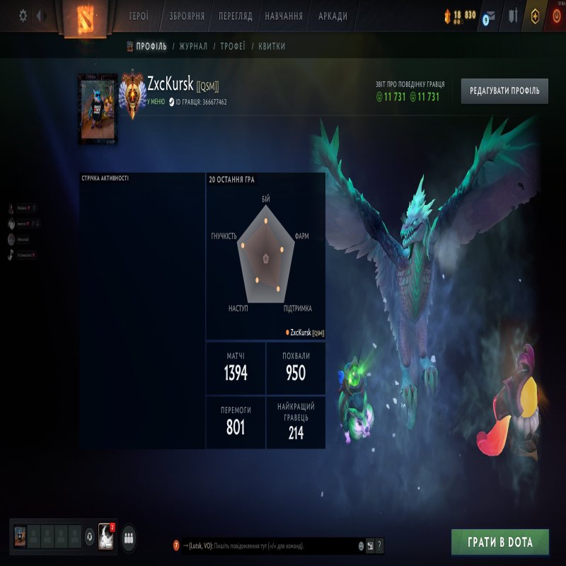 🏅 MMR 7365 | 🕒 1274 годин | 🛡 12000