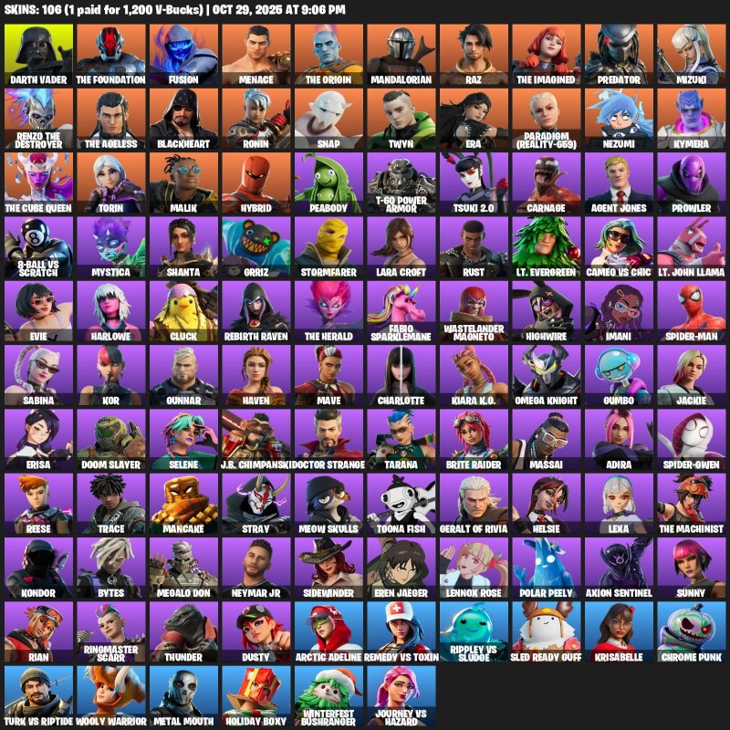 🎨 106 skins | 🌟 Fortnite account