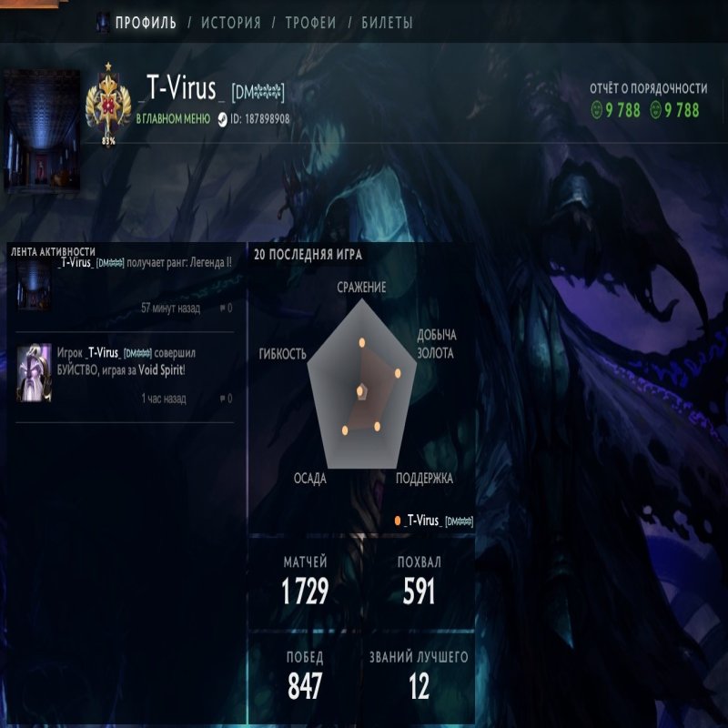 🏅 MMR 3248 | 🕒 1924 годин | 🛡 9788