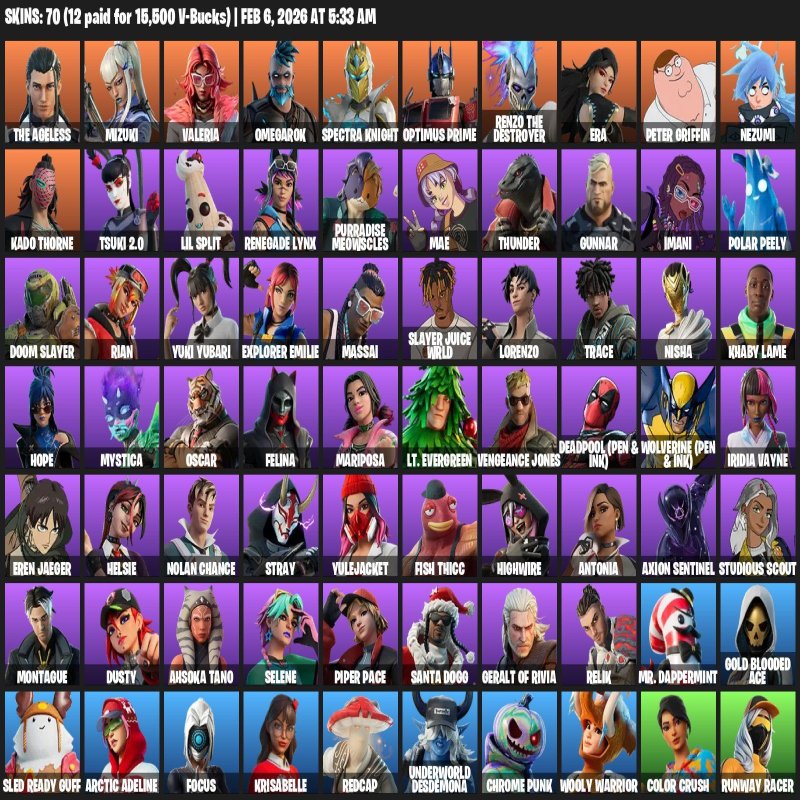 🎨 70 skins | 🌟 Fortnite account