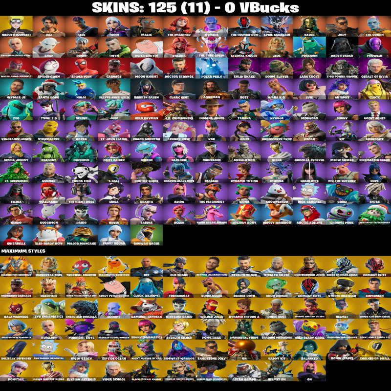 🎨 125 скінів | 🌟 Fortnite акаунт