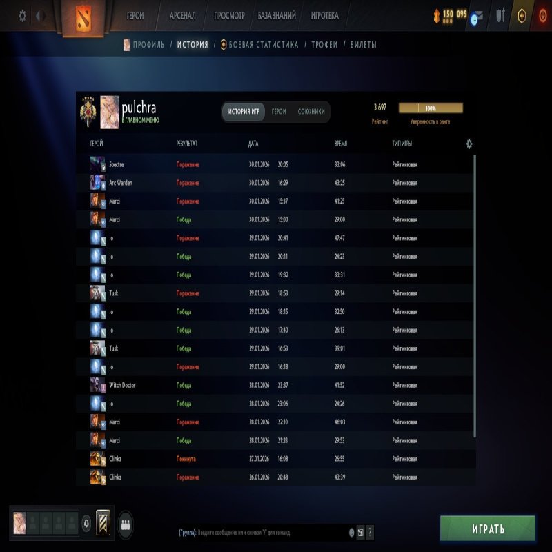 🏅 MMR 3697 | 🕒 380 годин | 🛡 11504