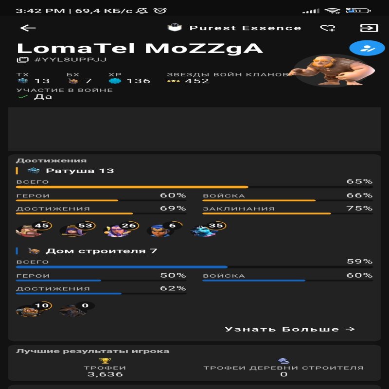 🏰 Clash of Clans акаунт | Ратуша 13 рівня | Рівень 65%