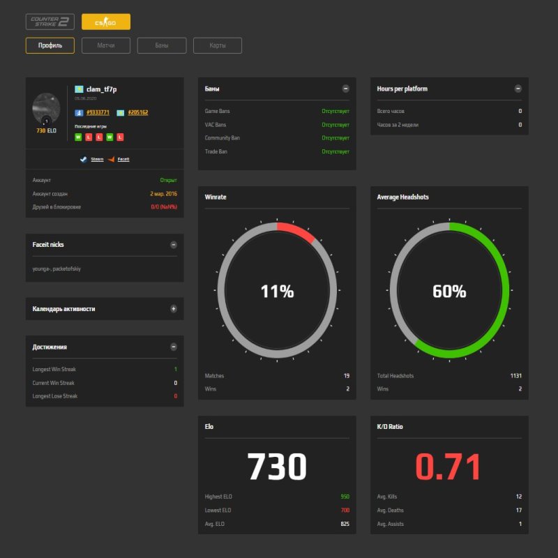 🏅 FACEIT LVL 1 | 🕒 250+ hours | Ready for Competitive Play!