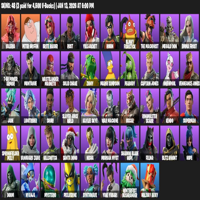 🎨 48 скінів | 🌟 Fortnite акаунт