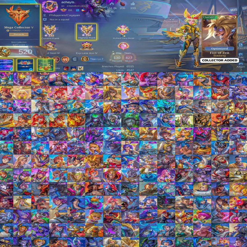 🎮 Mobile Legends акаунт | Міфічний Безсмертний | 130 героїв | 427 облич