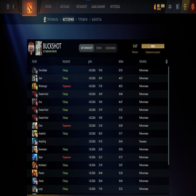 🏅 ММР 5637 | 🕒 1001 час | 🛡 9389