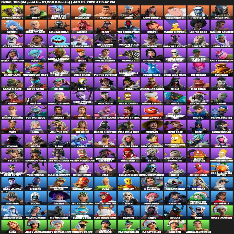 🎨 159 скінів | 🌟 Fortnite акаунт