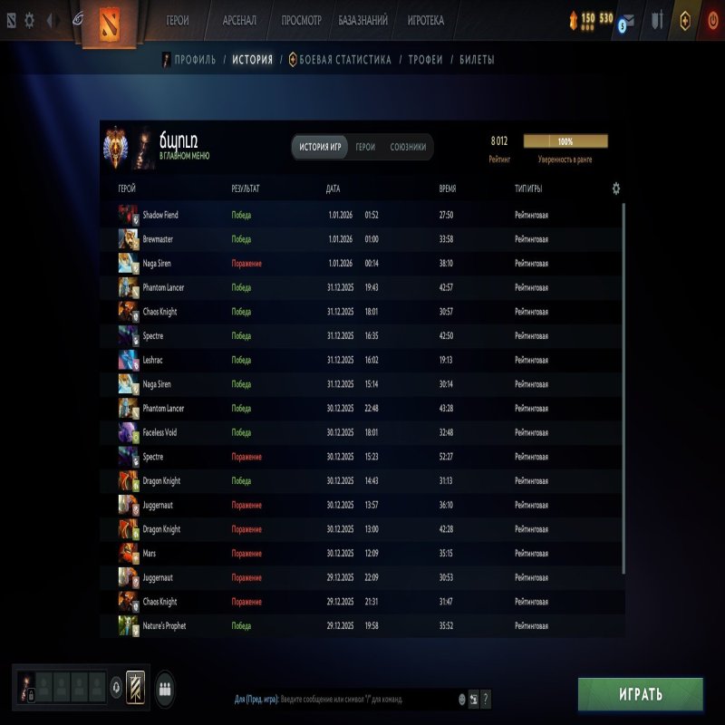 🏅 MMR 8030 | 🕒 450 часов | 🛡 10000