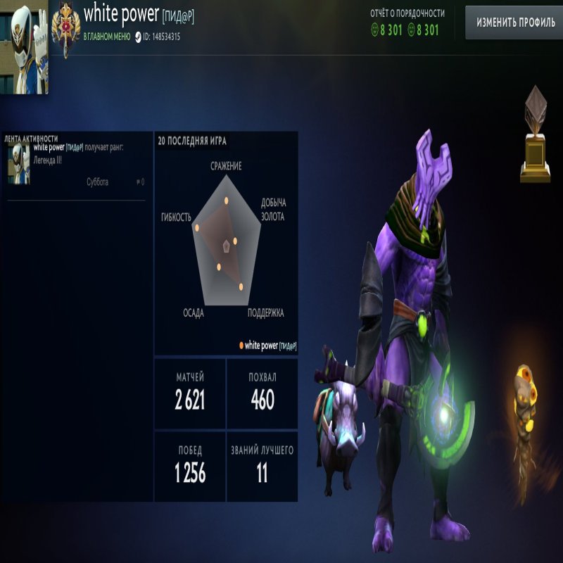 🏅 MMR 3200 | 🕒 2700 часов | 🛡 8600