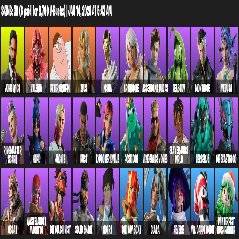 🎨 30 skins | 🌟 Fortnite account