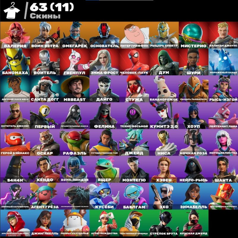 🎨 63 скінів | 🌟 Fortnite акаунт