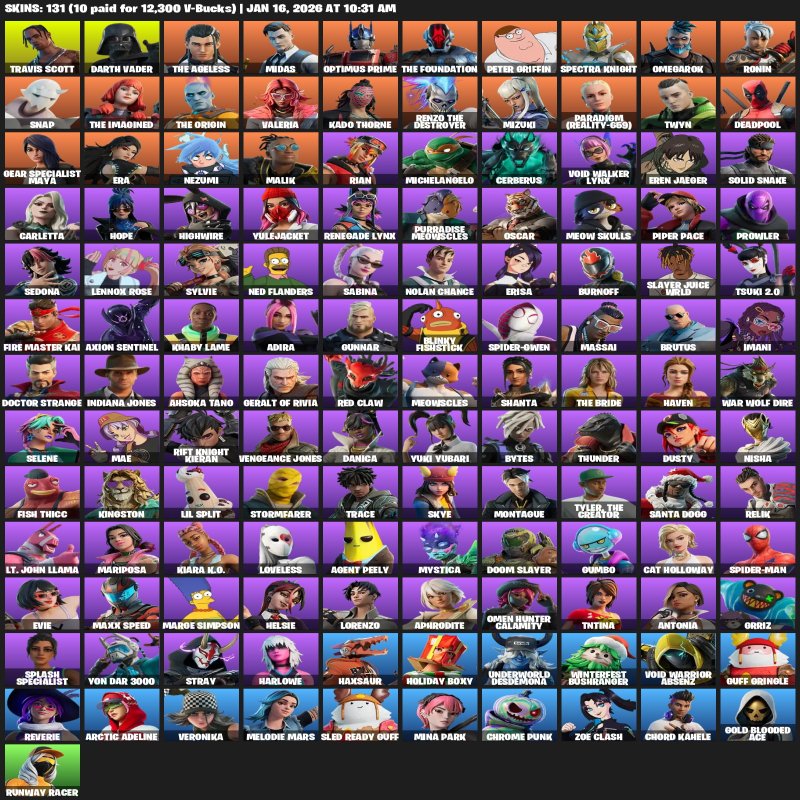🎨 131 skins | 🌟 Fortnite account