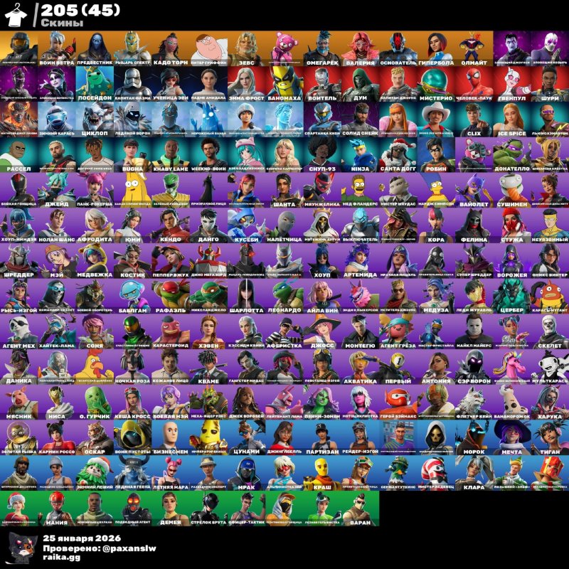 🎨 205 skins | 🌟 Fortnite account