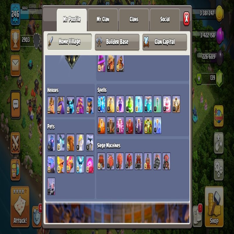 🏰 Clash of Clans акаунт | Ратуша 17 рівня | Рівень 80%